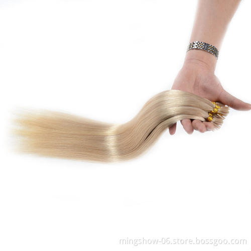 Russian i tip hair extensions silky straight
